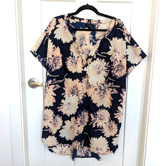 3/$15 Blue Floral Blouse - Picture 1 of 2